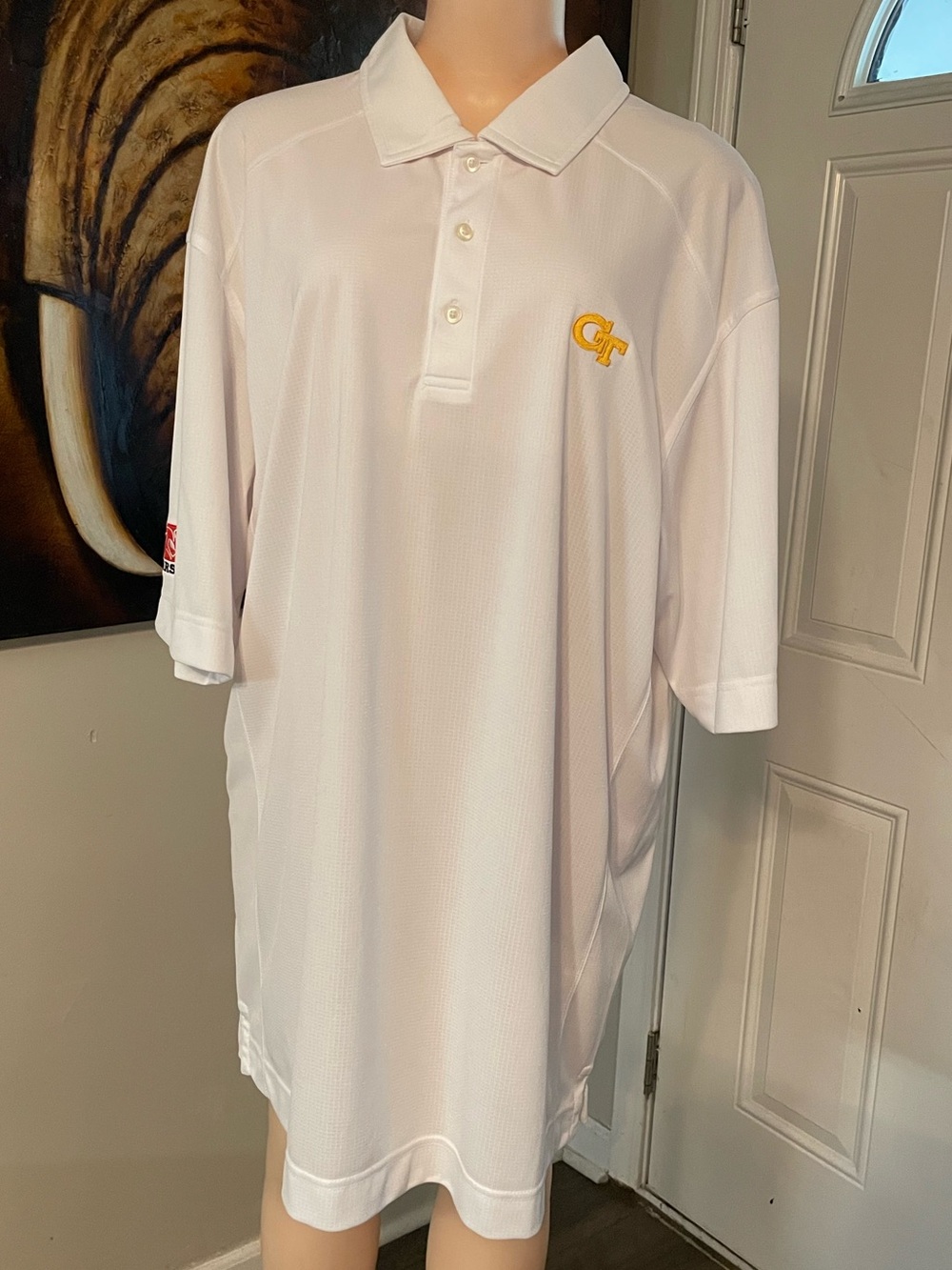 Cutter & Buck White Polo with Gold GT logo Georgia Tech collar shirt men XXL